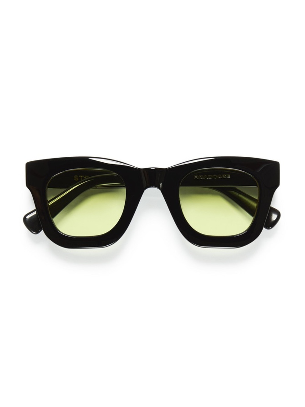 STRATA Roadcase Bold Black Square Sunglasses with Yellow Lenses